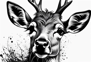 dark themed crying bambi fawn tattoo idea