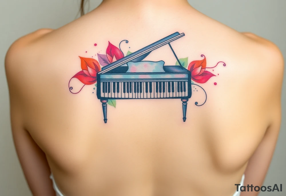 Colorful piano tattoo idea