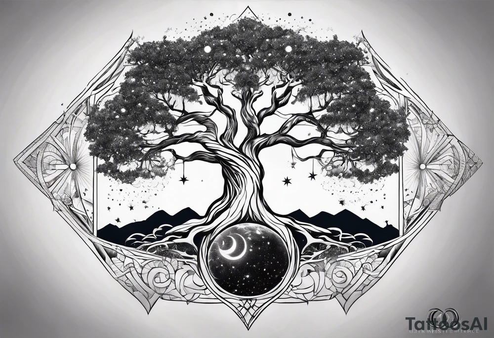cosmic yggdrasil constellation tattoo idea