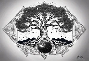 cosmic yggdrasil constellation tattoo idea