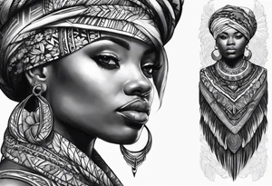 african, bird , arm sleeve tattoo idea