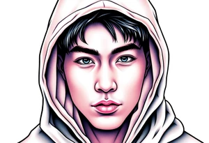 Handsome Asian young guy wearing hood tattoo idea