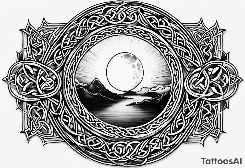 Moon, celtic symbol, hidrangia tattoo idea