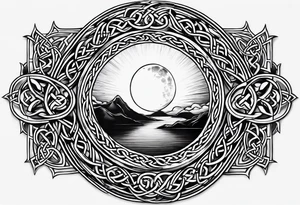 Moon, celtic symbol, hidrangia tattoo idea
