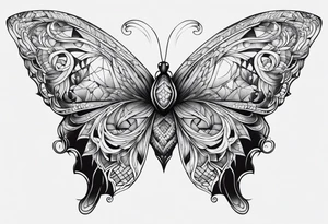 Tête de serpent papillon tattoo idea