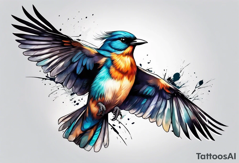 Bird taking off from a branch tattoo idea