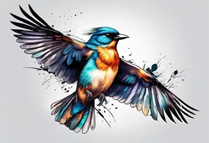 Bird taking off from a branch tattoo idea