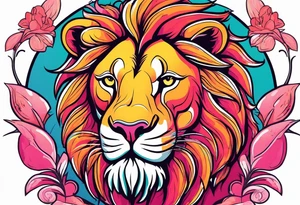 powerful majestic lion, eating a flamingo tattoo idea