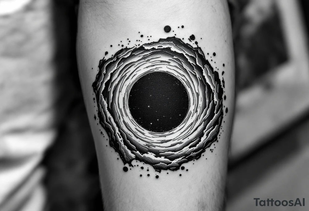 2 different worlds on each side of a black hole tattoo idea