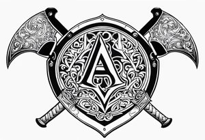 Valhalla sword shield axe armour tattoo idea
