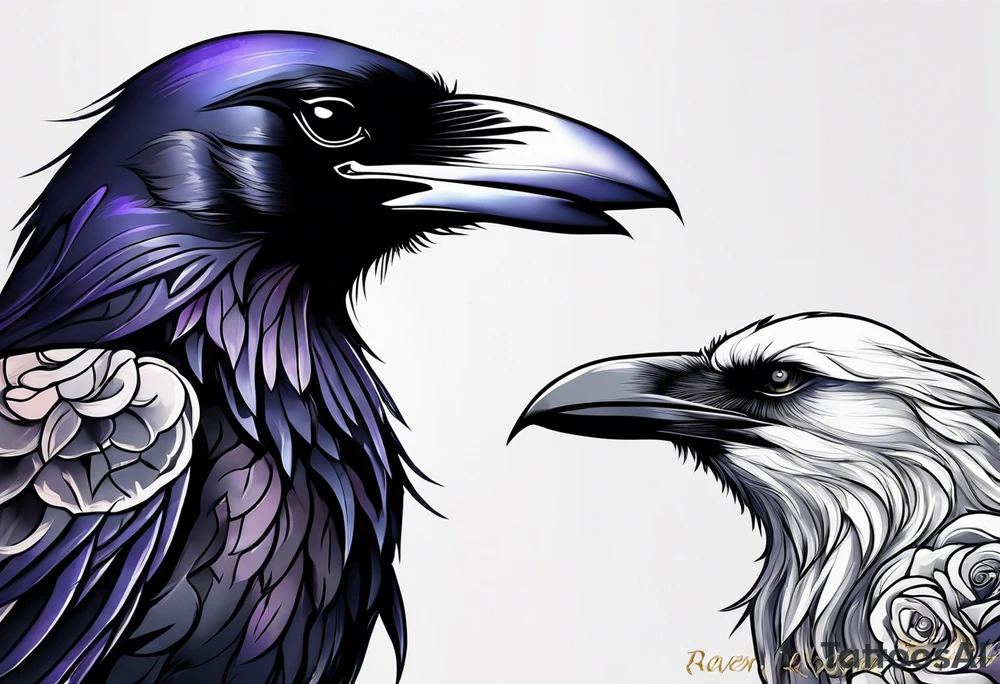 Raven and wolf tattoo idea