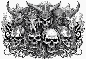 4 horsemen of the apocalypse with skulls tattoo idea