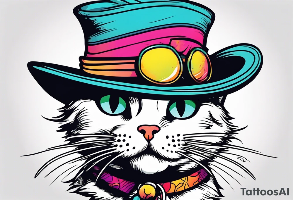 a cat wear hat tattoo idea