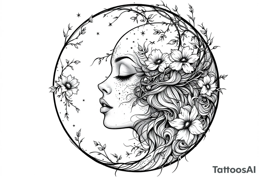 Witch moon tattoo idea