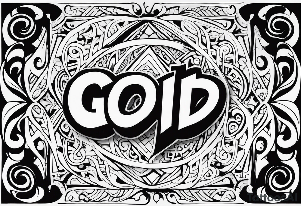 The word God in a biblical text tattoo idea