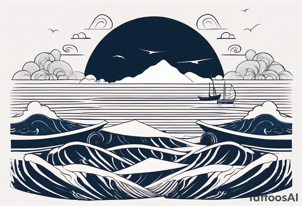minimalistic calm sea background tattoo idea