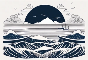 minimalistic calm sea background tattoo idea