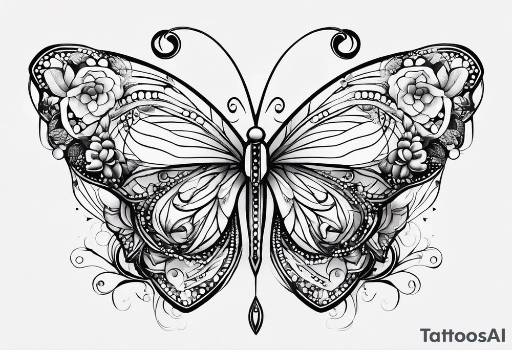 winding dotted line with X tattoo idea