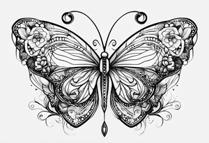 winding dotted line with X tattoo idea