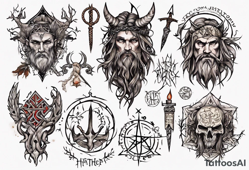 pagan tattoo with heathen writing tattoo idea