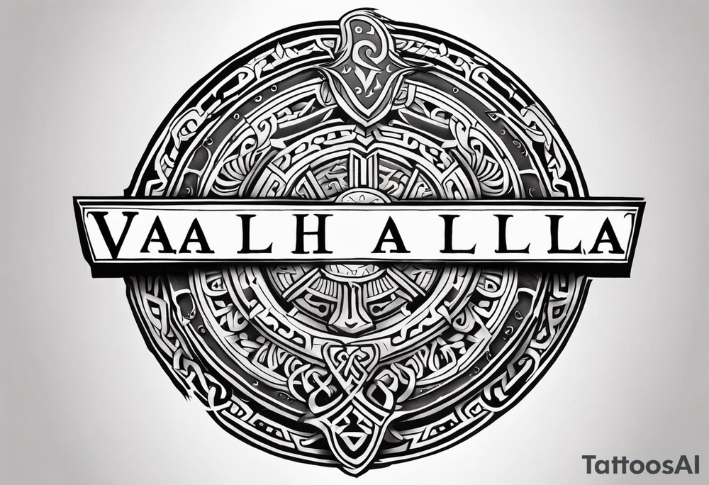 Valhalla viking gods shield tattoo idea