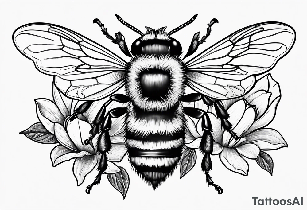 Bumblebee and magnolia tattoo idea