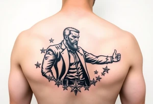 powerful black long man with stars around
For forearm tattoo idea