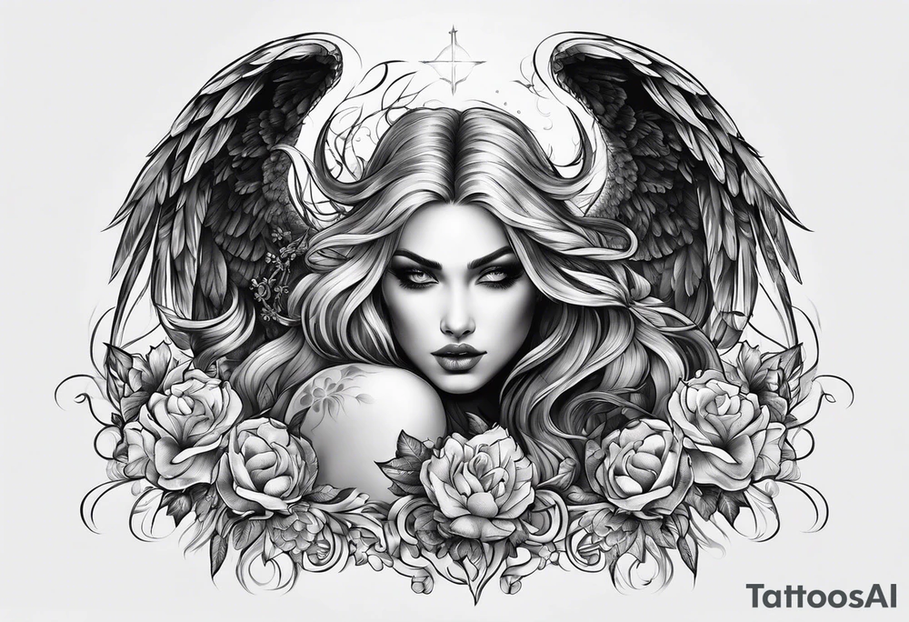 Angel and demon women tattoo idea
