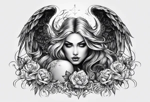 Angel and demon women tattoo idea