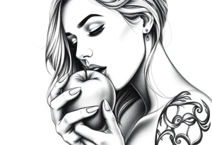 Beautiful  seductive woman eating an apple tattoo idea