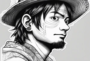 I want a half compas and half Mugiwara Luffy head tattoo idea