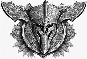 Valhalla sword shield axe armour tattoo idea