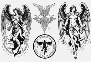 Archangel fighting demon tattoo idea