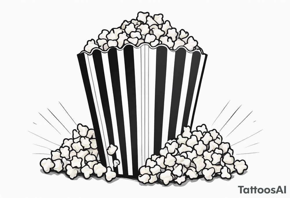 Traditional cinema Popcorn box with vertical stripes, fine line tattoo idea