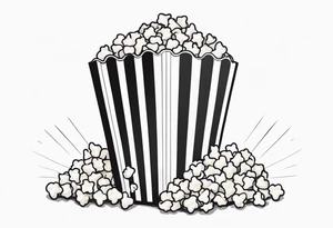 Traditional cinema Popcorn box with vertical stripes, fine line tattoo idea