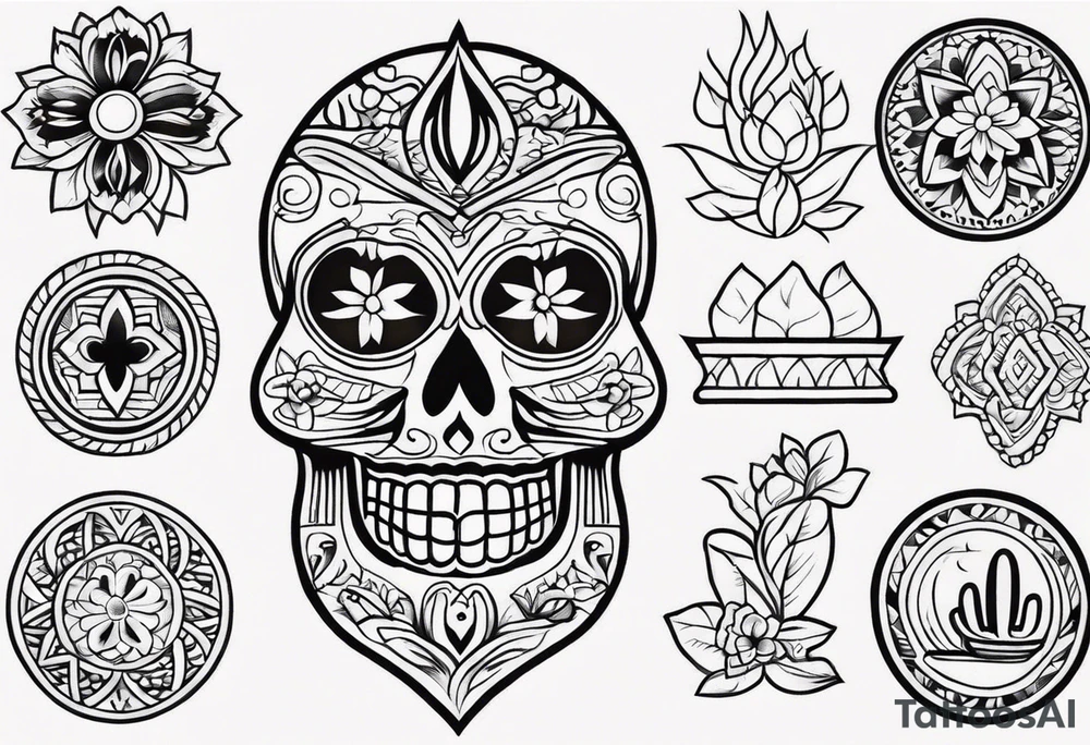 Mexico heritage in a sleeve format tattoo idea