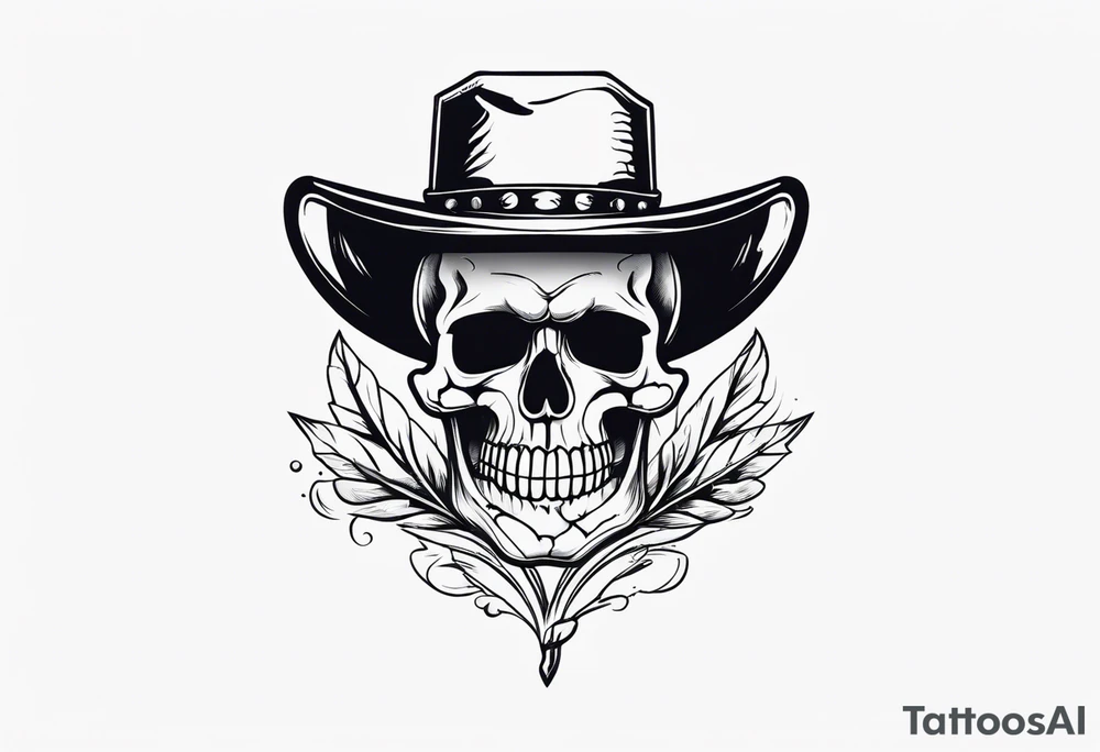 western skull smoking a cigarette tattoo idea