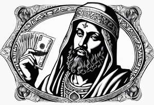 San Judas with money tattoo idea