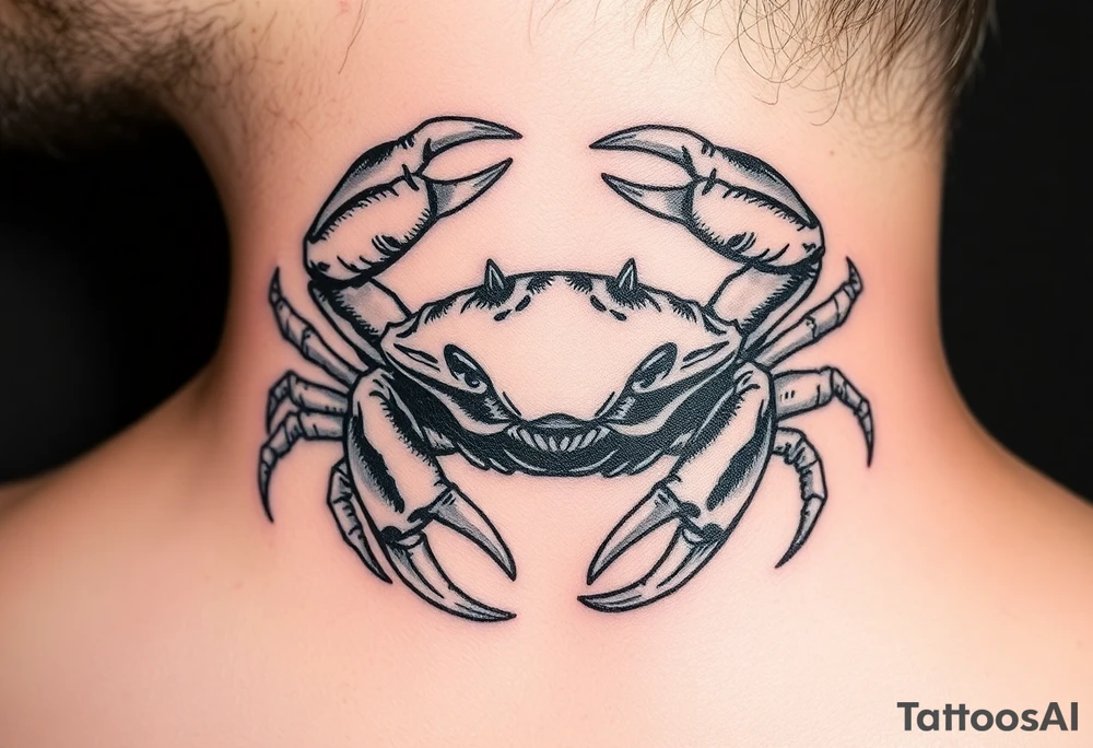 powerful vicious crab ready to defend or attack proudly showing off that a crab is the sign of a cancerg tattoo idea