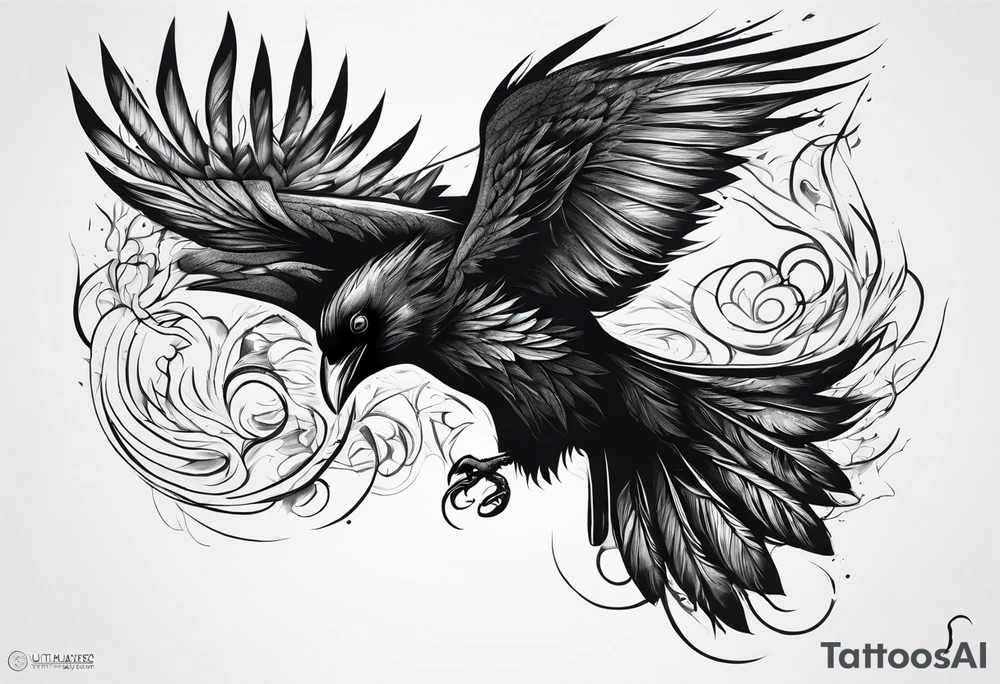 Raven changing into a phoenix tattoo idea