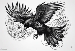 Raven changing into a phoenix tattoo idea