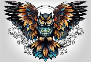 Full leg sleeve tattoo owl tattoo idea