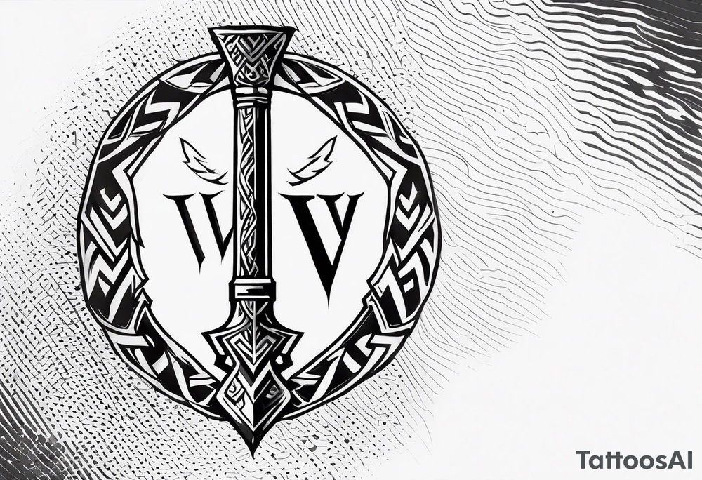 Valhalla sword shield axe Valknut victory tattoo idea