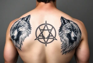 powerful wolfs with a Triskelion tattoo idea
