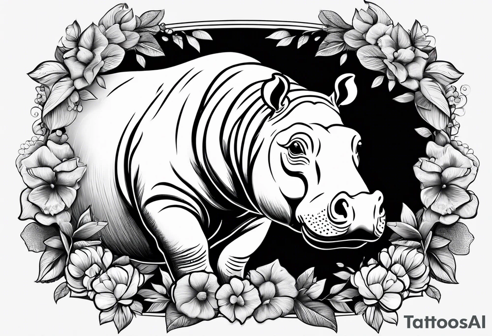 Baby hippopotamus tattoo idea