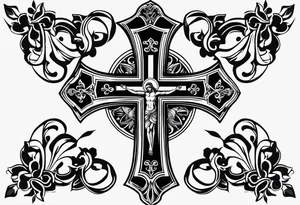 simple religious cross, man of the family tattoo idea
