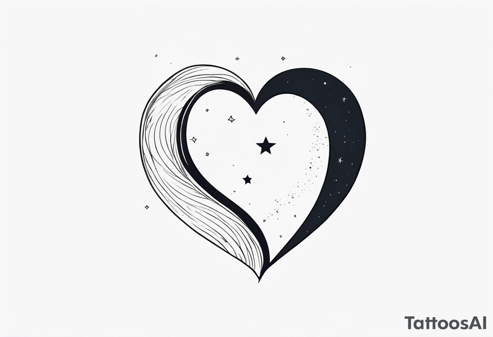 Crescent moon with a love heart inside tattoo idea