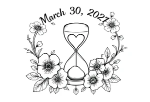 March 30, 2021, flowers, 4:30 am, mom and daughter, love, sand clock, hearts, baby girl, infinity love tattoo idea