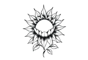 Sun rise flower with stem and leaves tattoo idea