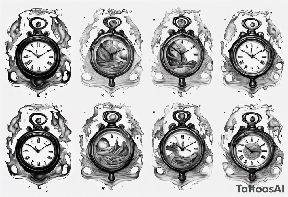 dali melting clock trippy tattoo idea